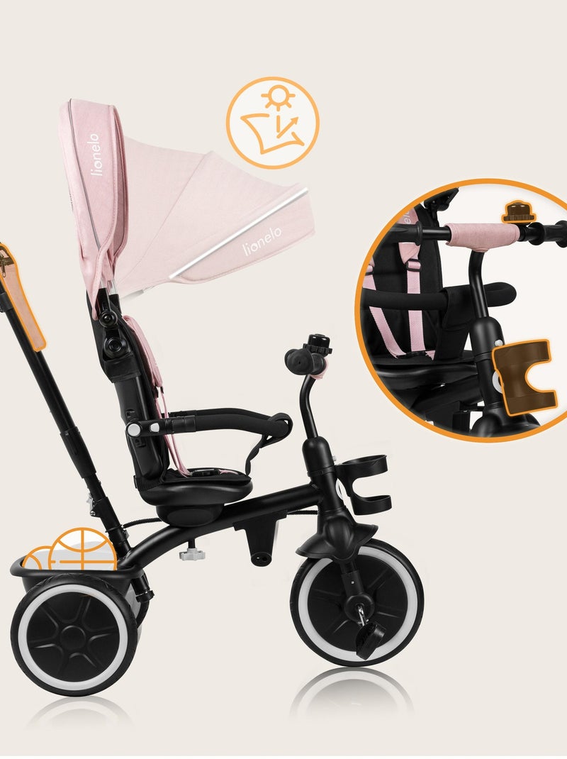 Tricycle évolutif 2en1 LIONELO Berry - Poussette velo - De 9 mois - Sonnette et Porte-gobelet Rose - Kiabi