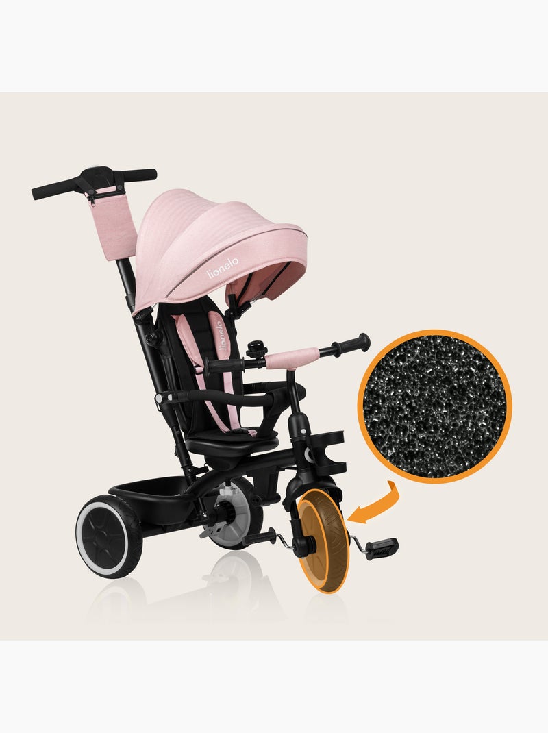 Tricycle évolutif 2en1 lionelo berry - poussette velo - de 9 mois - sonnette et porte-gobelet Rose - Kiabi