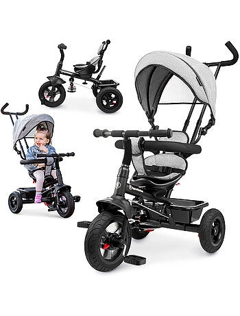 Tricycle evolutif bébé 1-4 ans, vélo enfant pliable, poignée confortable, poussoir, siège réversible