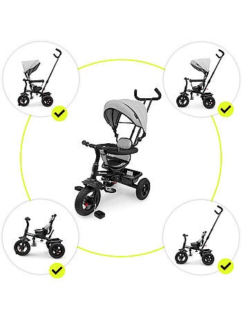 Tricycle evolutif bébé 1-4 ans, vélo enfant pliable, poignée confortable, poussoir, siège réversible