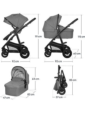 Trio kinderwagen LIONELO Bianka– Tot 22 kg – Set met kinderwagen, reiswieg, autostoel en accessoires