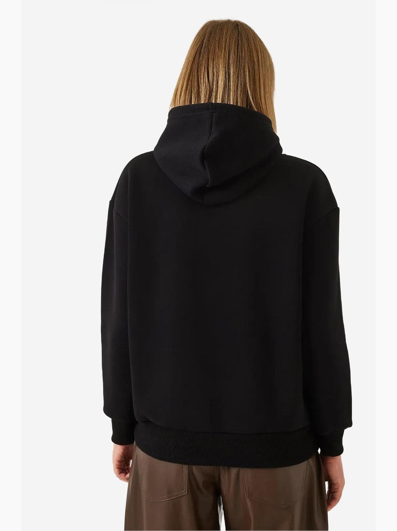Triple yarn geborstelde hoodie met hartprint en capuchon lucci Zwart - Kiabi