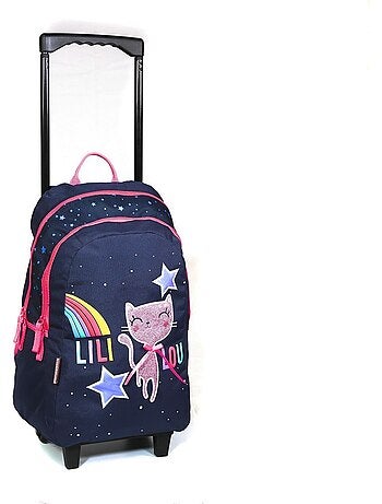 Trolley rugzak De Kat Lililou 45 cm met 2 vakken met ritssluiting