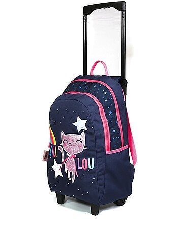 Trolley rugzak De Kat Lililou 45 cm met 2 vakken met ritssluiting