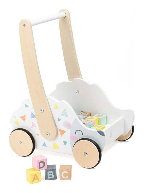 Trotteur en bois avec cubes à jouer - Kiabi Trotteur en bois avec cubes à jouer - Kiabi