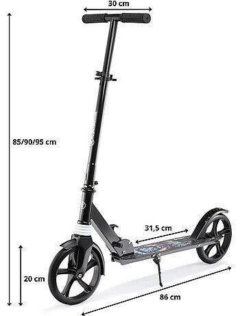Trottinette 2 roues pliable enfants ados roues 200 mm avec suspension – hypermotion