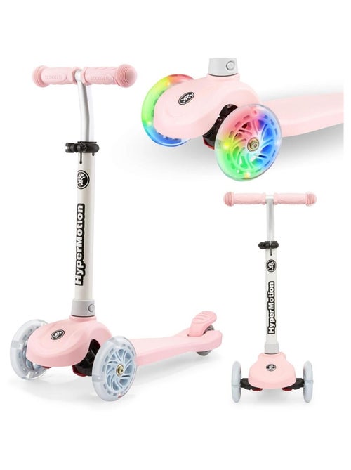 Trottinette 3 roues led rose réglable max 50kg hypermotion - Kiabi Trottinette 3 roues led rose réglable max 50kg hypermotion - Kiabi