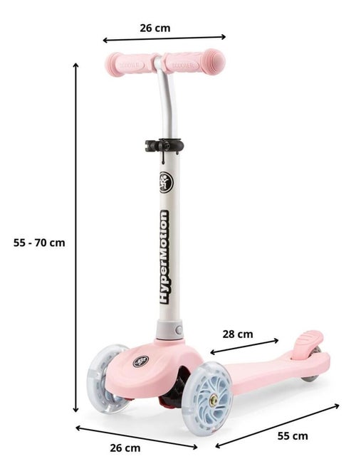Trottinette 3 roues led rose réglable max 50kg hypermotion - Kiabi Trottinette 3 roues led rose réglable max 50kg hypermotion - Kiabi