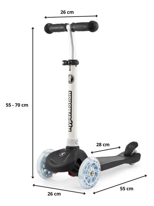 Trottinette 3 roues lumineuses led réglable 50kg hypermotion - Kiabi Trottinette 3 roues lumineuses led réglable 50kg hypermotion - Kiabi