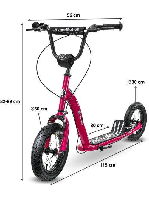 Trottinette enfant +5 hypermotion 115x56x89 cm roues 12" - charge 50 kg double frein montage facile - Kiabi Trottinette enfant +5 hypermotion 115x56x89 cm roues 12" - charge 50 kg double frein montage facile - Kiabi