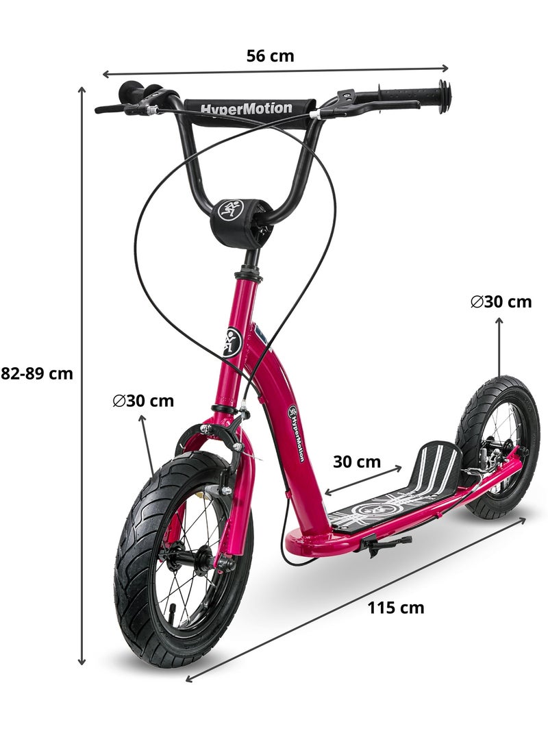 Trottinette enfant +5 hypermotion 115x56x89 cm roues 12" - charge 50 kg double frein montage facile Rouge - Kiabi