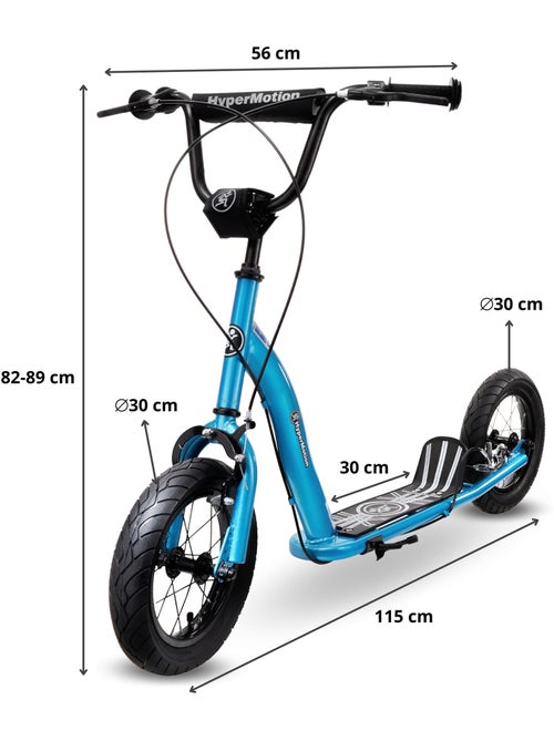 Trottinette enfant +5 hypermotion 115x56x89 cm roues 12" - charge 50 kg plateau large 2 freins - Kiabi Trottinette enfant +5 hypermotion 115x56x89 cm roues 12" - charge 50 kg plateau large 2 freins - Kiabi