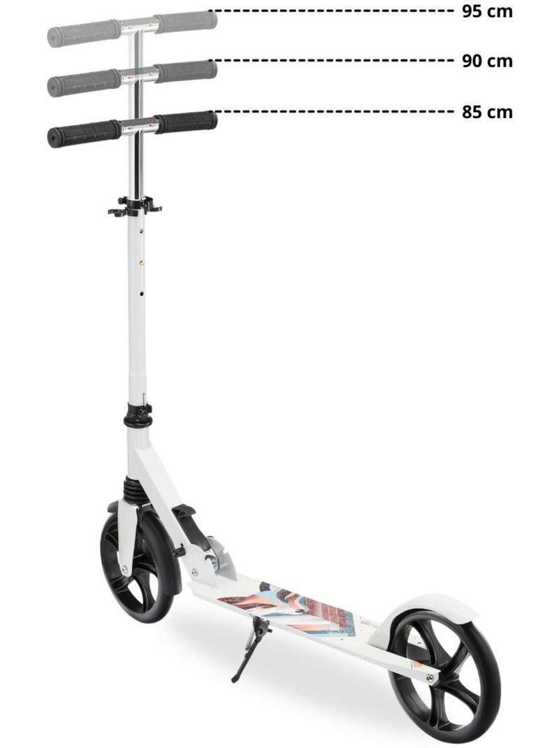 Trottinette enfant +6 ans 100 kg max, pliable, amortisseur, guidon h 85-95, abec 7 Blanc - Kiabi