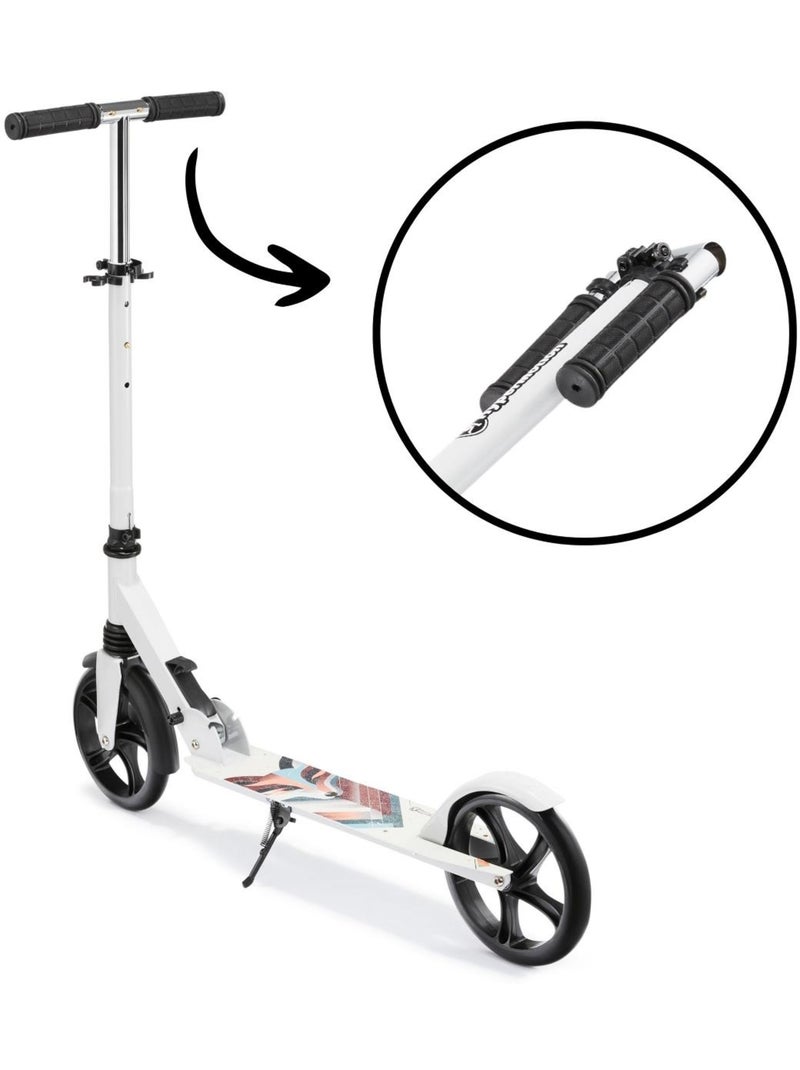 Trottinette enfant +6 ans 100 kg max, pliable, amortisseur, guidon h 85-95, abec 7 Blanc - Kiabi
