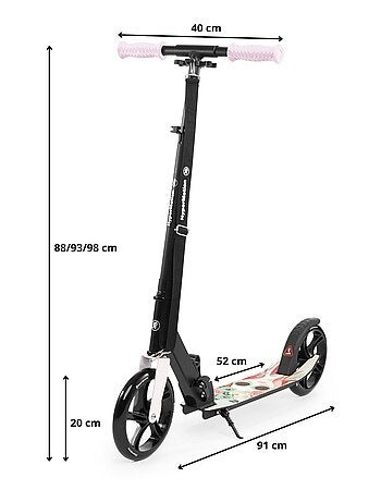 Trottinette enfant +7 ans 100kg, pliable, en aluminium hauteur réglable 88/93/98cm