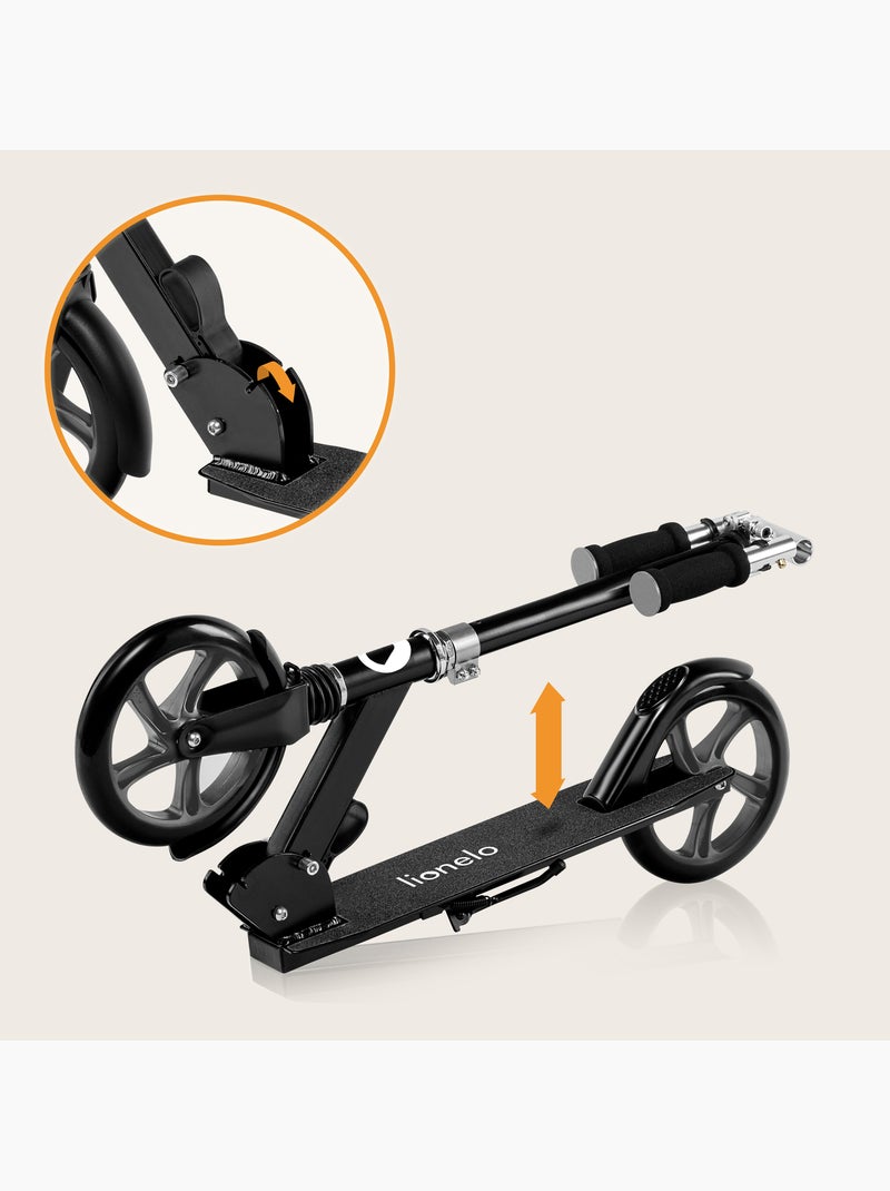 Trottinette enfant et adulte LIONELO Luca - Jusqu'à 100kg - Pliage compact - Porte-biberon Noir Argenté - Kiabi