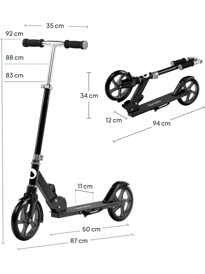 Trottinette enfant et adulte LIONELO Luca - Jusqu'à 100kg - Pliage compact - Porte-biberon Noir Argenté - Kiabi