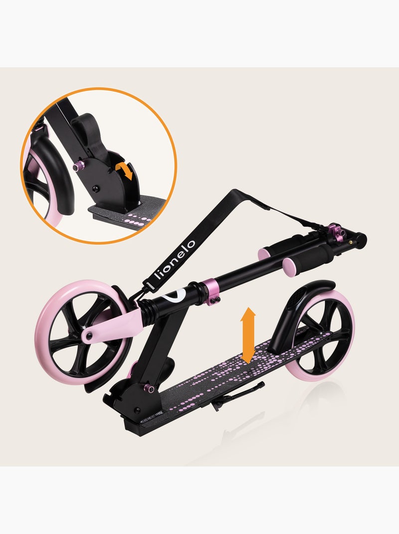 Trottinette enfant et adulte LIONELO Luca - Jusqu'à 100kg - Pliage compact - Porte-biberon Noir Rose - Kiabi