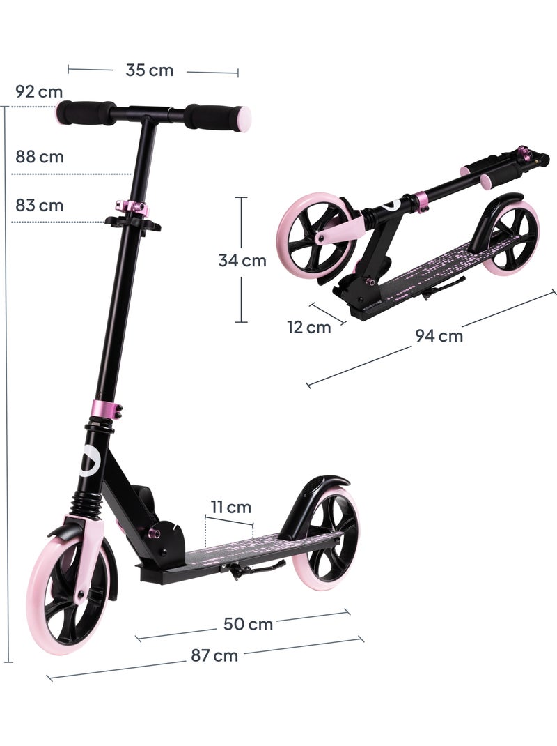 Trottinette enfant et adulte LIONELO Luca - Jusqu'à 100kg - Pliage compact - Porte-biberon Noir Rose - Kiabi