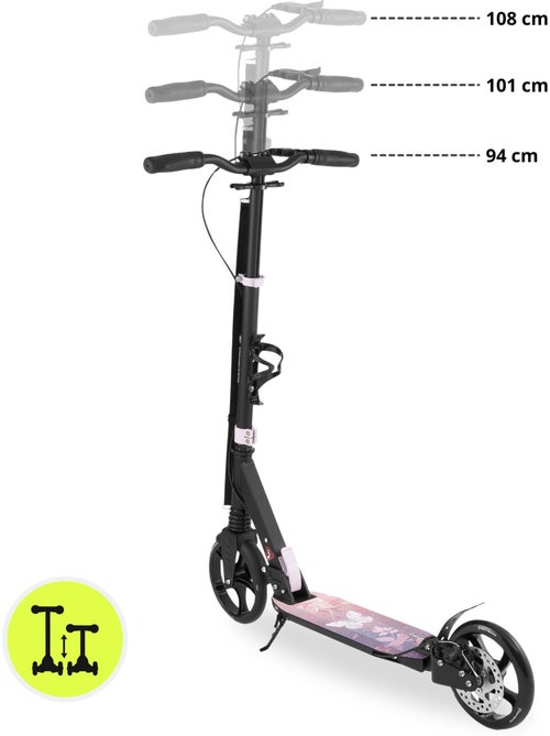 Trottinette enfant jusqu'à 100kg - 2 amortisseurs - pliable - 2 freins- aluminium- abec-7 - Kiabi Trottinette enfant jusqu'à 100kg - 2 amortisseurs - pliable - 2 freins- aluminium- abec-7 - Kiabi
