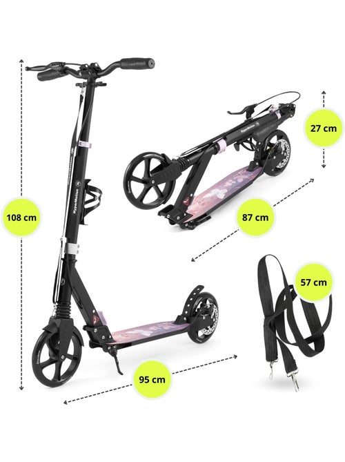 Trottinette enfant jusqu'à 100kg - 2 amortisseurs - pliable - 2 freins- aluminium- abec-7 - Kiabi Trottinette enfant jusqu'à 100kg - 2 amortisseurs - pliable - 2 freins- aluminium- abec-7 - Kiabi