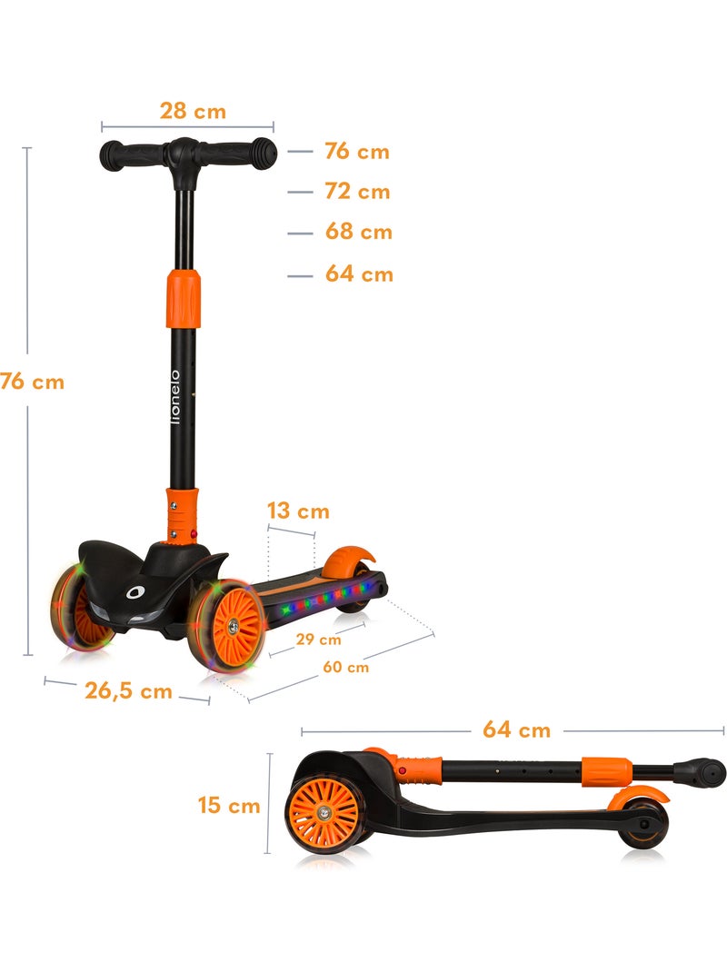 Trottinette enfant LIONELO Timmy - 3 Roues - LED Roulement - Hauteur réglable Noir Orange - Kiabi