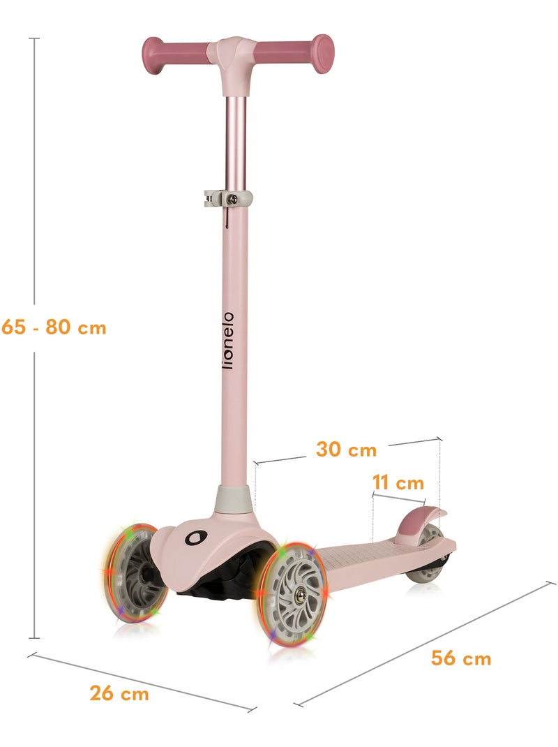 Trottinette enfants LIONELO Jessy - Roues éclairées - 3 Roues - Hauteur réglable Rose - Kiabi
