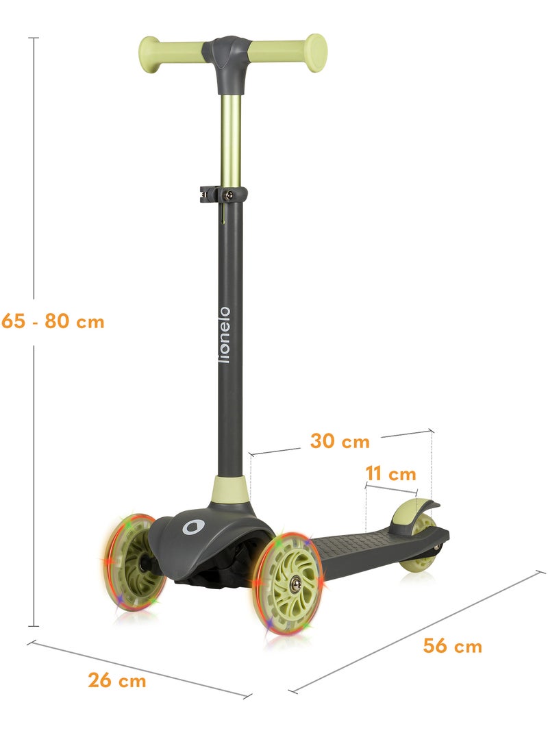 Trottinette enfants LIONELO Jessy - Roues éclairées - 3 Roues - Hauteur réglable Vert - Kiabi