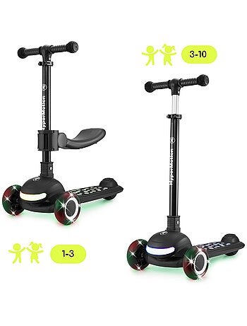 Trottinette enfants roues led, 50 kg max- siège réglable- pliable