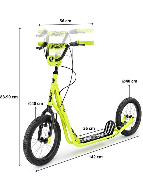 Trottinette hypermotion 142x56x90 cm 2 roues enfant +8 - charge 100 kg acier v-brake montage facile - Kiabi Trottinette hypermotion 142x56x90 cm 2 roues enfant +8 - charge 100 kg acier v-brake montage facile - Kiabi