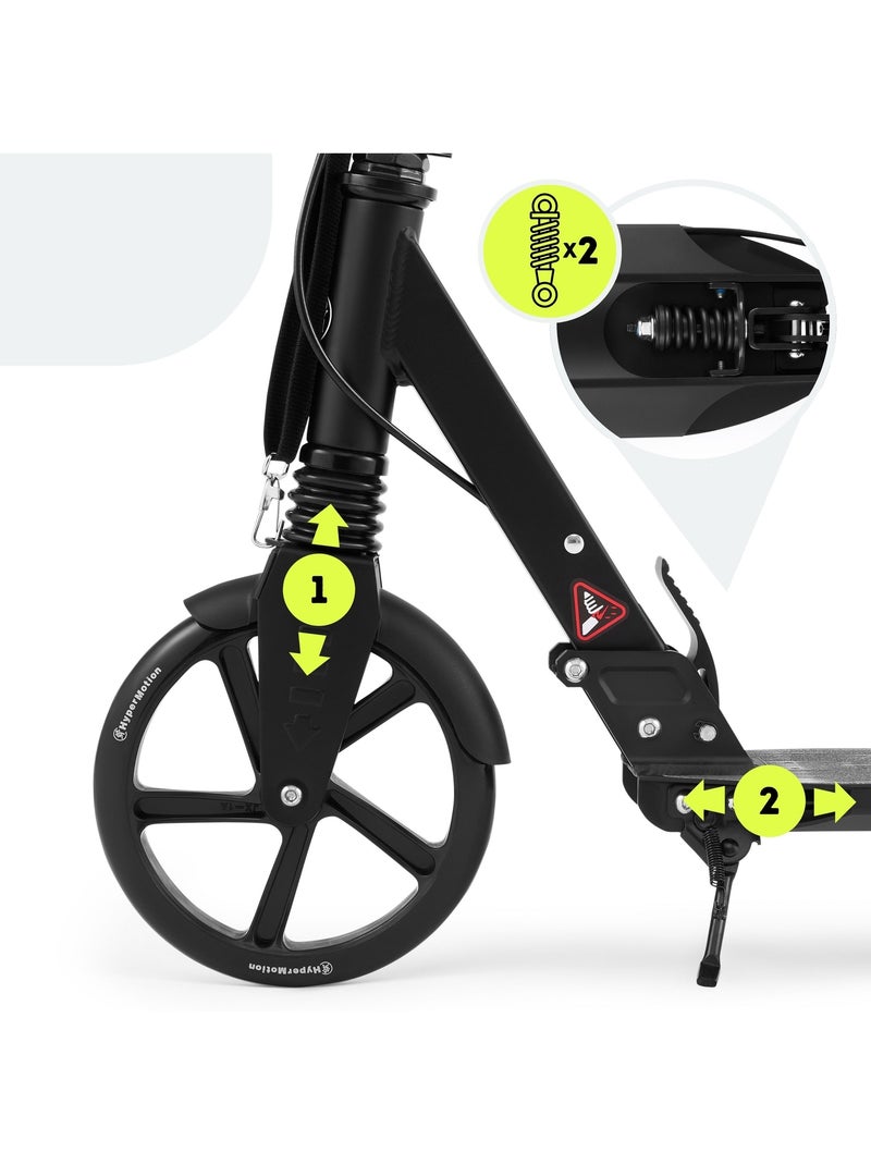 Trottinette noire pour enfant - jusqu'à 100kg - 2 amortisseurs - Pliable - 2 Freins- Aluminium N/A - Kiabi