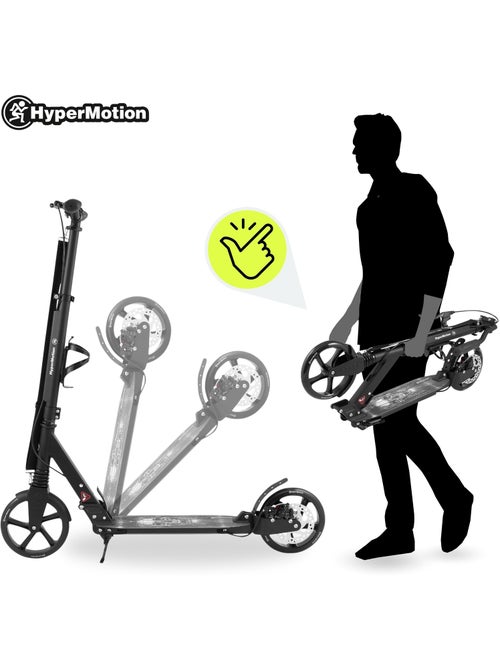 Trottinette noire pour enfant - jusqu'à 100kg - 2 amortisseurs - Pliable - 2 Freins- Aluminium - Kiabi Trottinette noire pour enfant - jusqu'à 100kg - 2 amortisseurs - Pliable - 2 Freins- Aluminium - Kiabi
