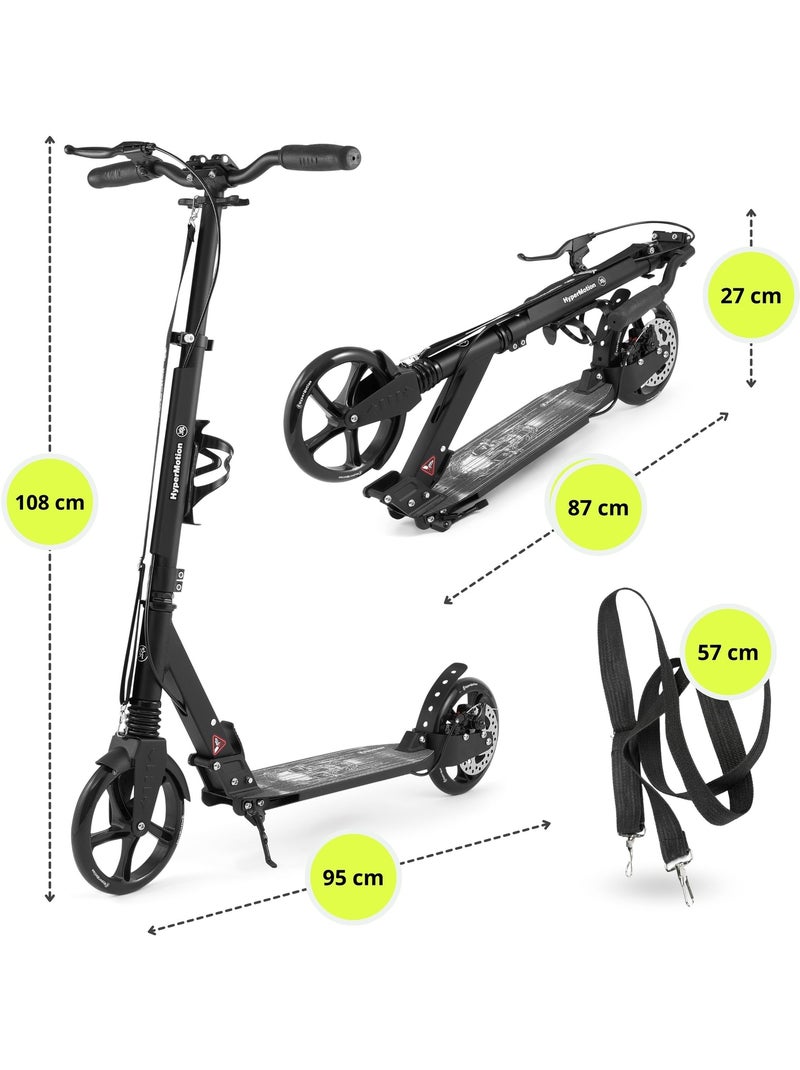 Trottinette noire pour enfant - jusqu'à 100kg - 2 amortisseurs - Pliable - 2 Freins- Aluminium N/A - Kiabi