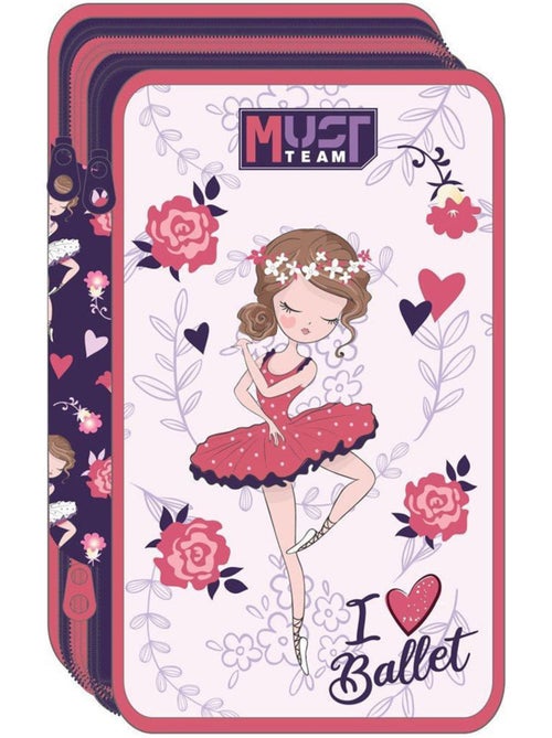 Trousse 3 compartiments triple zip ‘I love Ballet’ - Kiabi Trousse 3 compartiments triple zip ‘I love Ballet’ - Kiabi