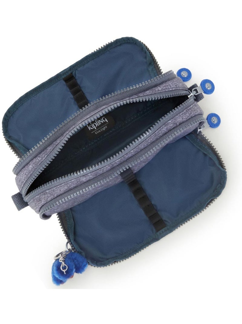 Trousse à crayons nylon Kipling 3 zips 3 emplacements Gris Bleu - Kiabi