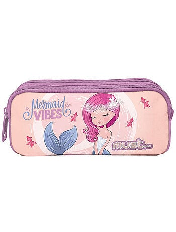 Trousse à crayons rectangulaire 'Mermaid Vibes' 2 compartiments à zip – CMP