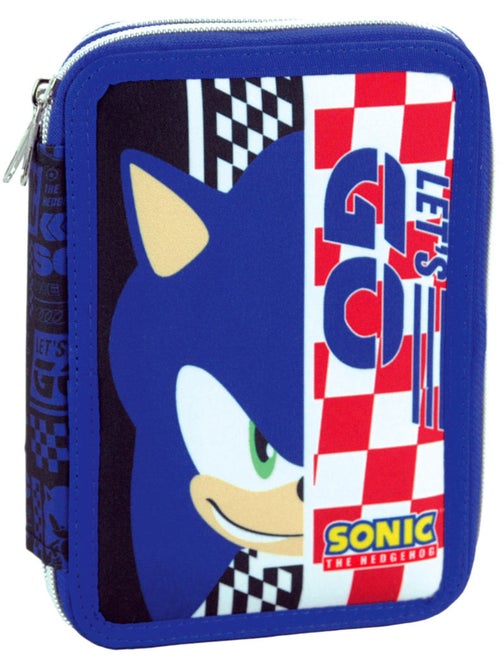 Trousse à crayons Sonic 20 cm à 2 compartiments zippée avec accessoires - Kiabi Trousse à crayons Sonic 20 cm à 2 compartiments zippée avec accessoires - Kiabi