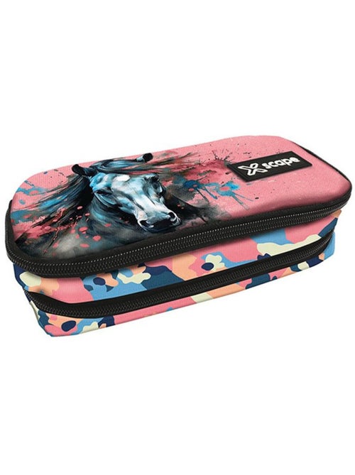 Trousse à fermeture zip cheval born to be free 2 compartiments 23 cm - Kiabi Trousse à fermeture zip cheval born to be free 2 compartiments 23 cm - Kiabi