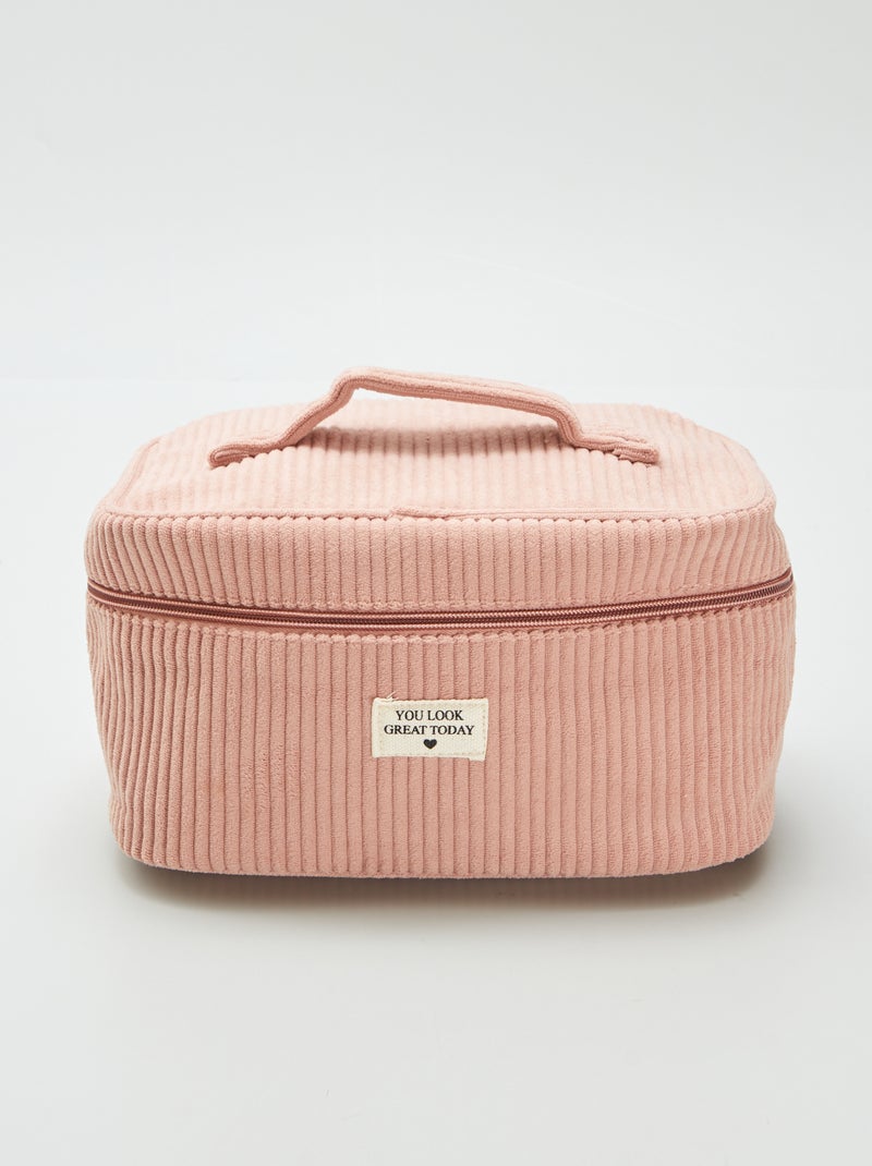 Trousse de toilette - vanity en velours côtelé Rose - Kiabi