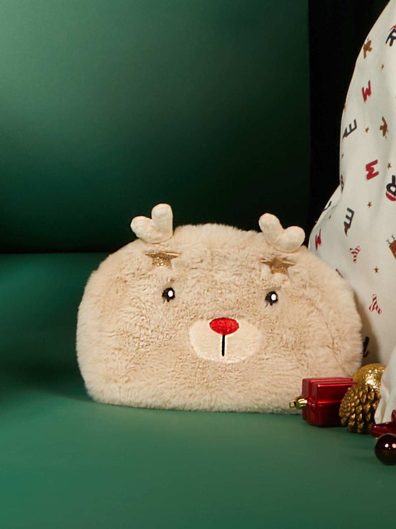 Trousse de toilette 'cerf' en polaire Beige - Kiabi
