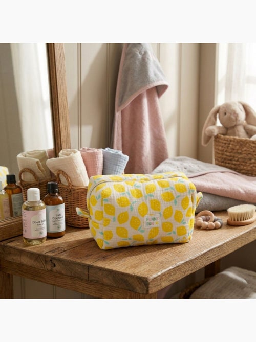 Trousse de toilette en coton imprimé citron - sauthon - Kiabi