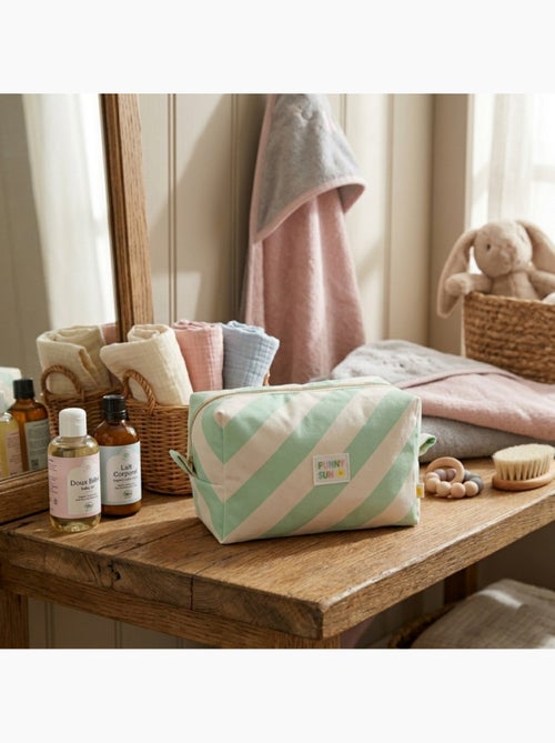 Trousse de toilette en coton imprimé rayures - sauthon - Kiabi