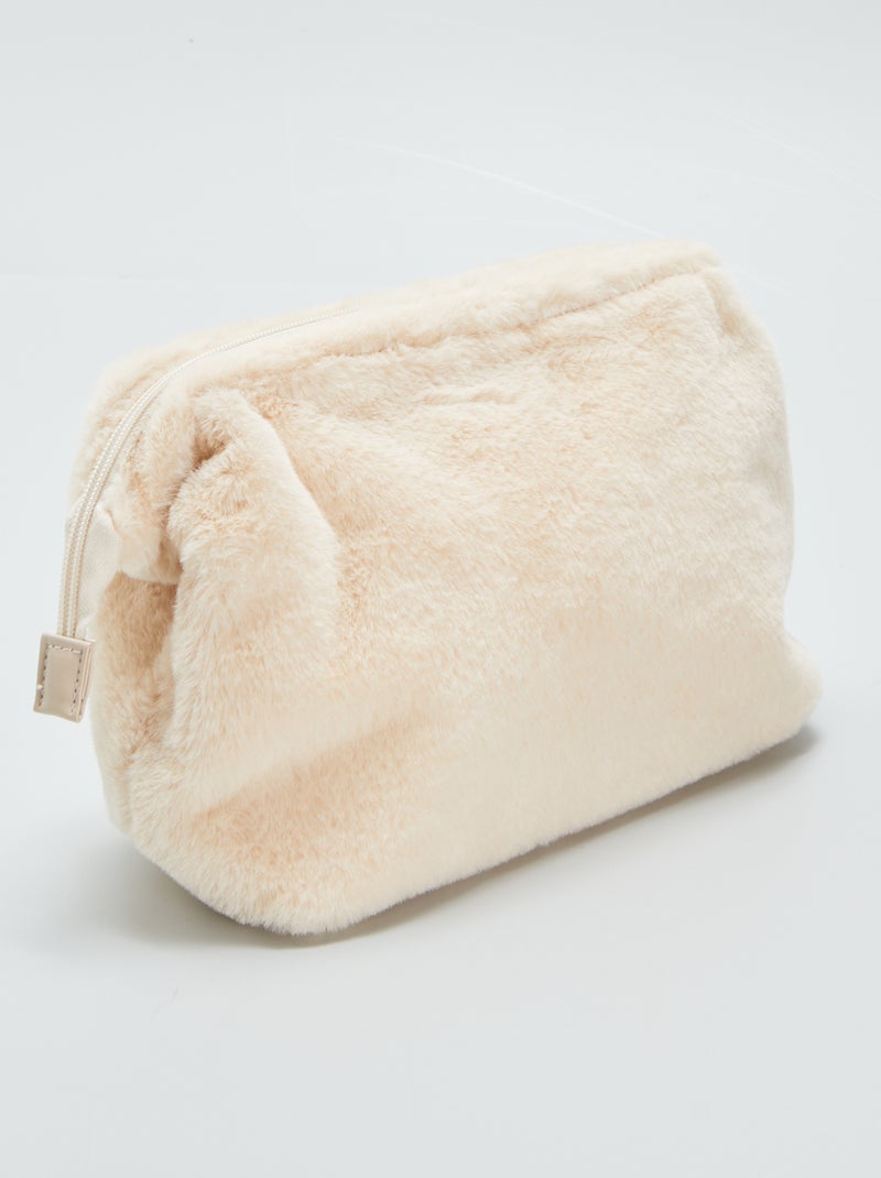 Trousse de toilette en fausse fourrure Beige - Kiabi