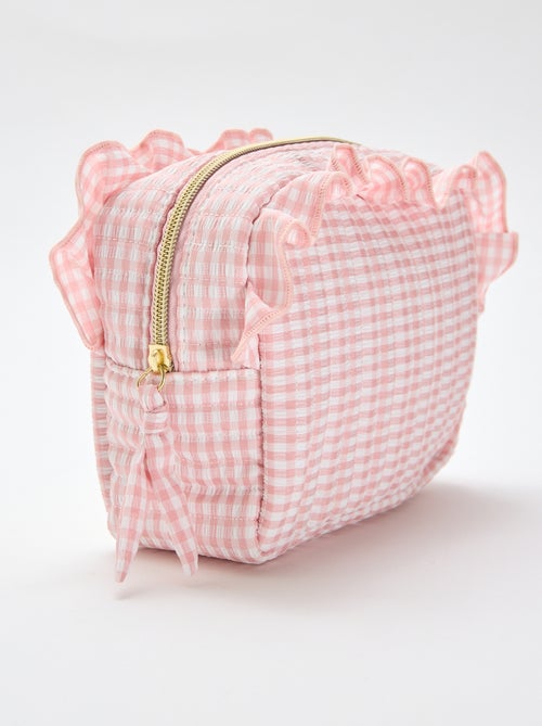 Trousse de toilette vichy avec volants - Kiabi