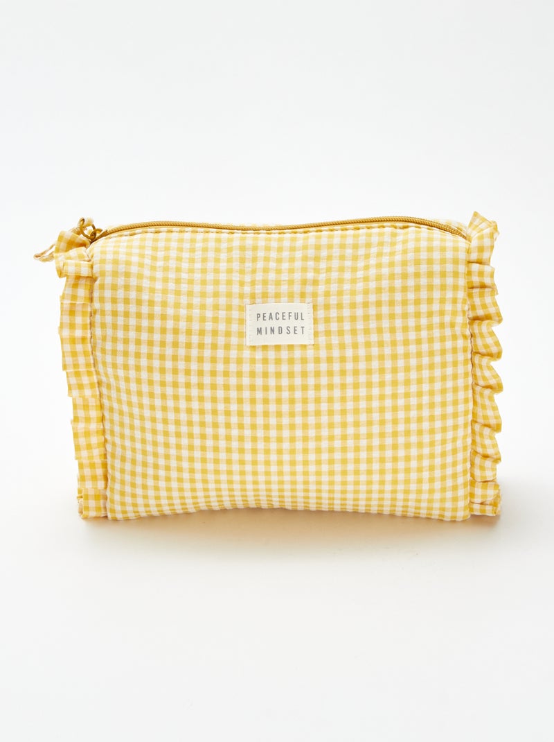 Trousse de toilettes vichy à froufrous Jaune - Kiabi