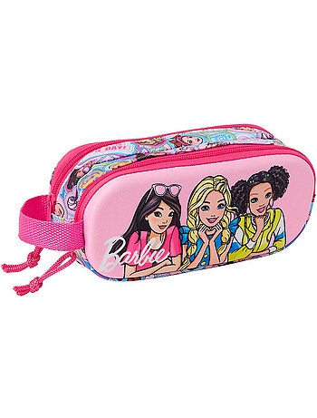 Trousse double Barbie 3D à 2 compartiments zippés avec anse