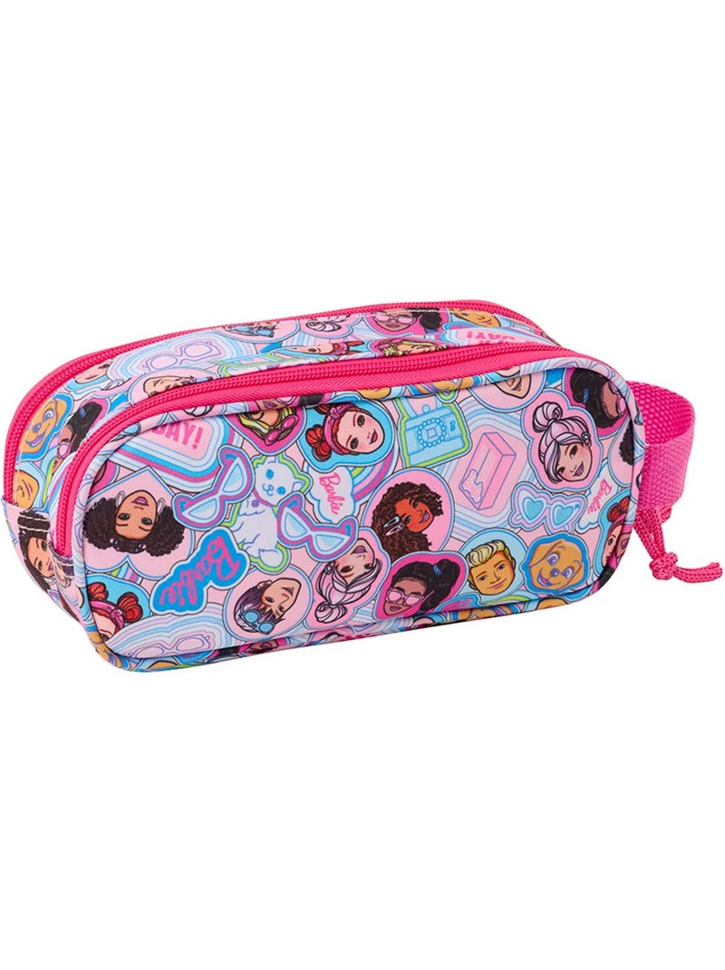 Trousse double Barbie 3D à 2 compartiments zippés avec anse Rose - Kiabi