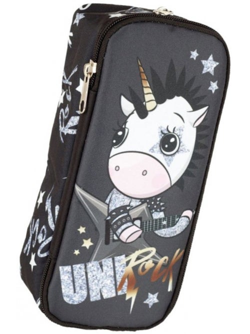Trousse double compartiment tissu licorne Rock 23 CM - Kiabi Trousse double compartiment tissu licorne Rock 23 CM - Kiabi