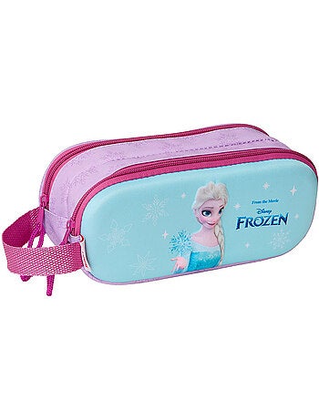 Trousse double zips 3D Reine des Neiges SAFTA 21 x 6 x 8 cm