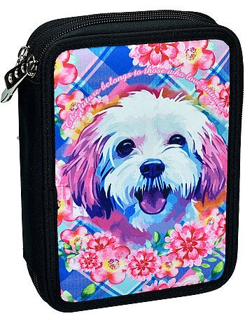 Trousse garnie double compartiment Chien Multicolore 20 CM